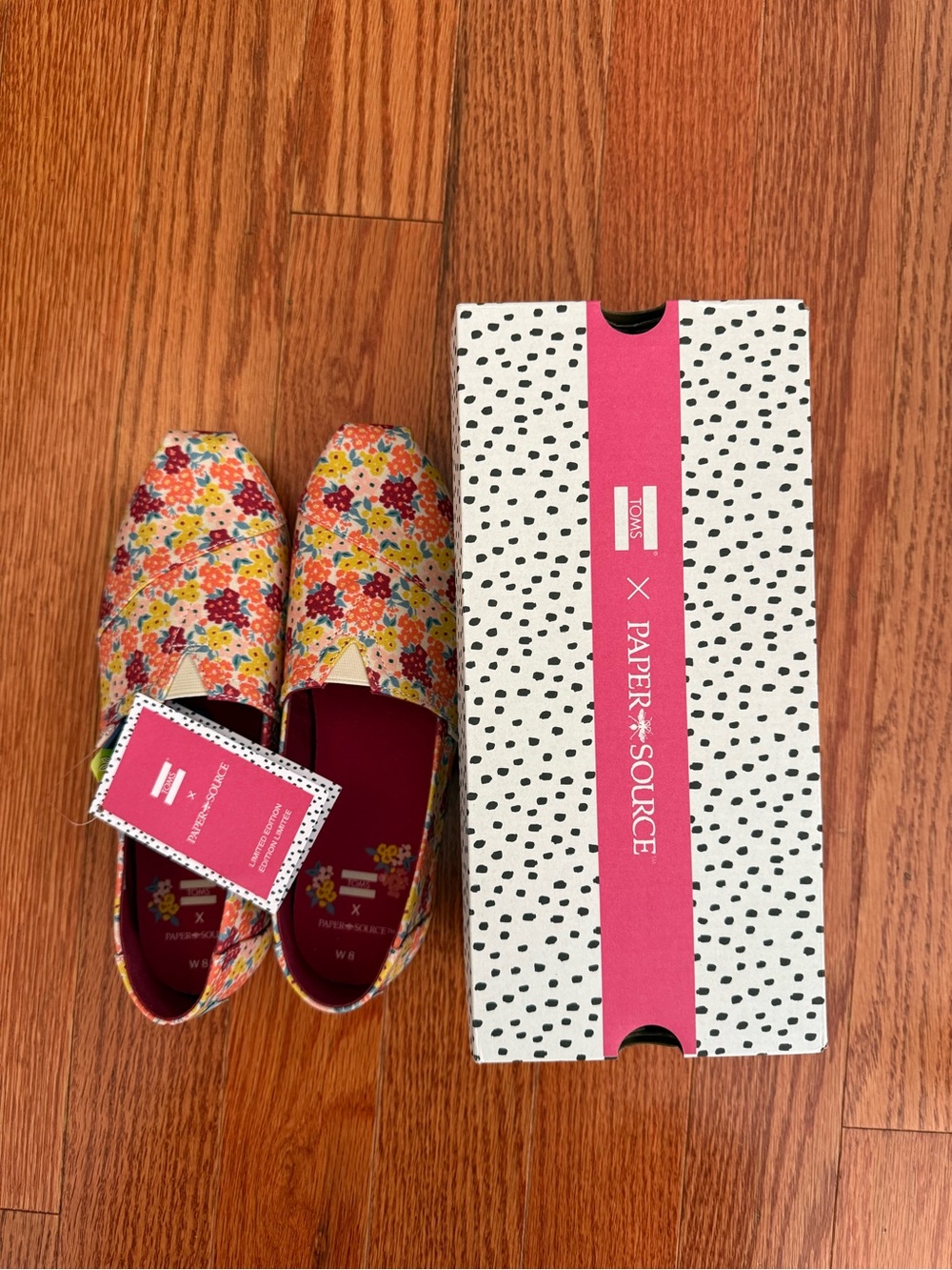 TOMS Floral Canvas Slip-On Shoes - Burgundy with Multicolor Flowers